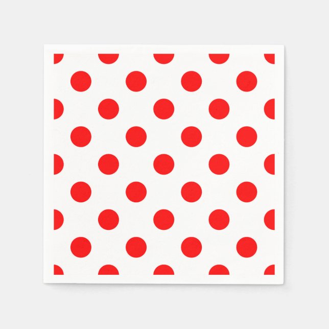 White Background Red Polka Dots Napkins (Front)