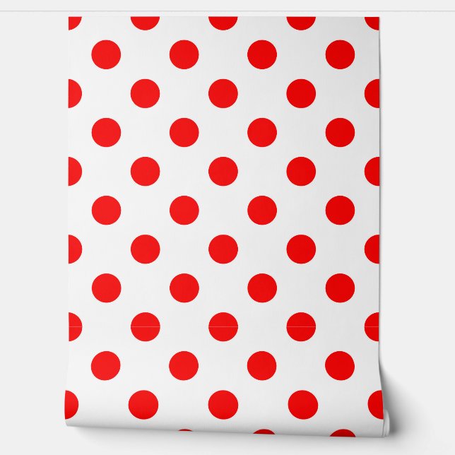 White Background Red Polka Dots Wallpaper (Unrolling)