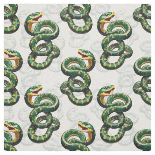 White Background Snake Pattern Design  Fabric