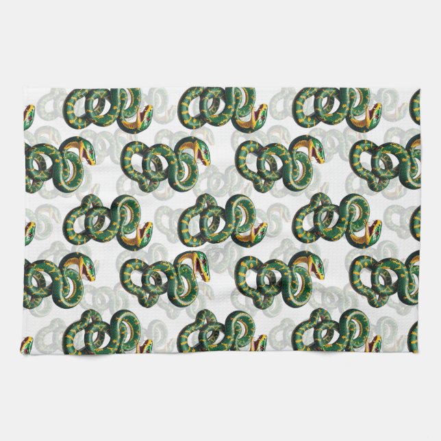 White Background Snake Pattern Design  Kitchen Towel (Horizontal)