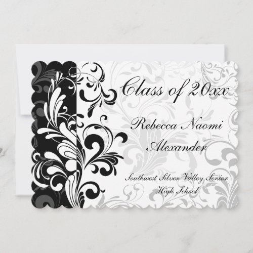 White Background Swirl Graduation Announcement