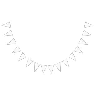 White background with a repeating pattern of small bunting flags