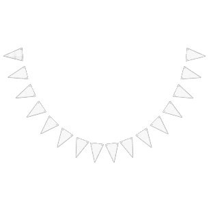 White background with a repeating pattern of small bunting flags