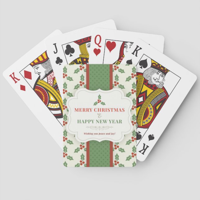 White Background with Mistletoe and Message Poker Cards (Back)