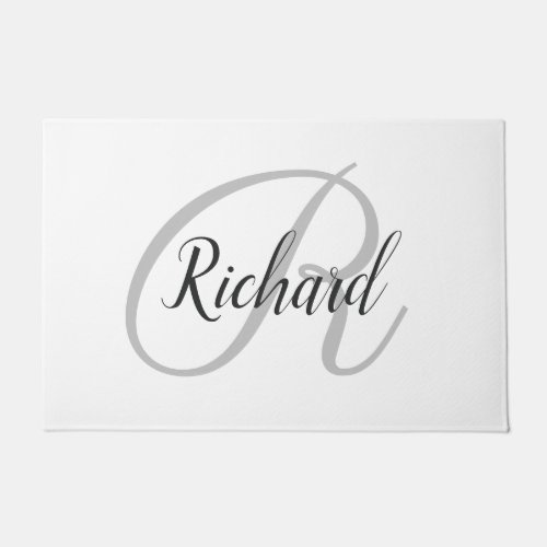 White Background With Monogram   Doormat