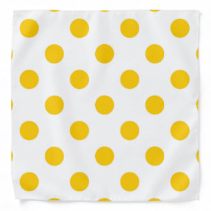 White Background Yellow Polka Dots Bandana