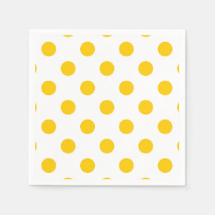 White Background Yellow Polka Dots Napkins