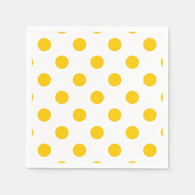 White Background Yellow Polka Dots Napkins (Front)