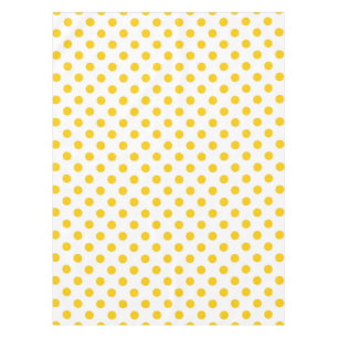 White Background Yellow Polka Dots Tablecloth