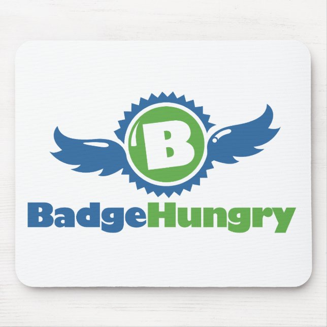 White BadgeHungry Mousepad (Front)