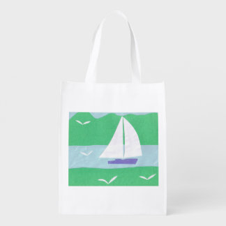 White Bag with a Sailboat Design