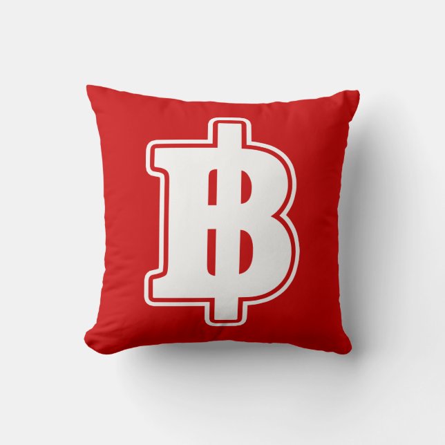WHITE BAHT SIGN ฿ Thai Money Currency ฿ Throw Pillow (Front)