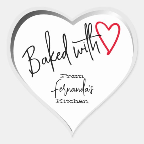 White Baked with Love Baking From The Kitchen Of Heart Sticker