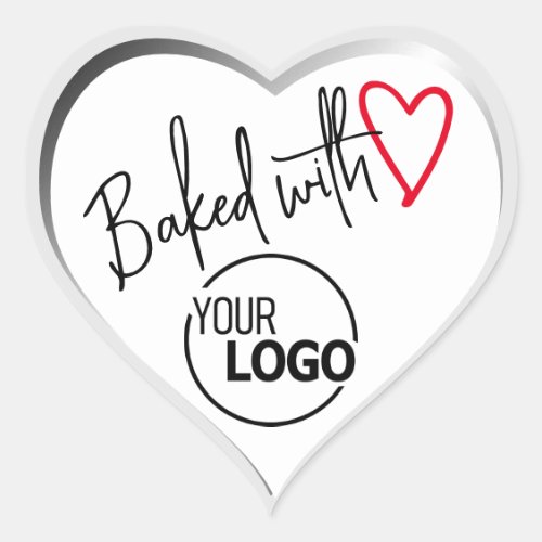 White Baked with Love Homemade Baking Logo Image Heart Sticker