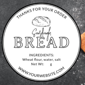 White Bakery Sourdough Bread Thank You Sticker
