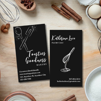  White Baking Utensil Black Bakery  Business Card