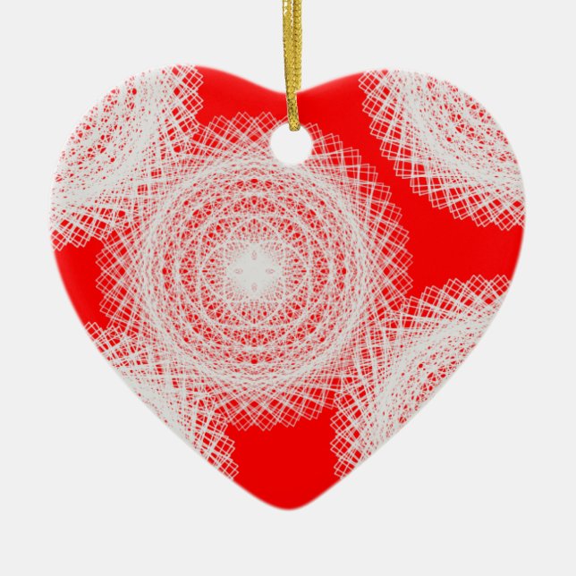 white ball in red abstract art ceramic ornament (Front)