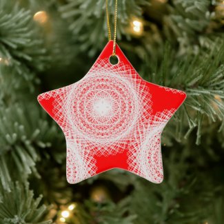 white ball in red abstract art ceramic ornament