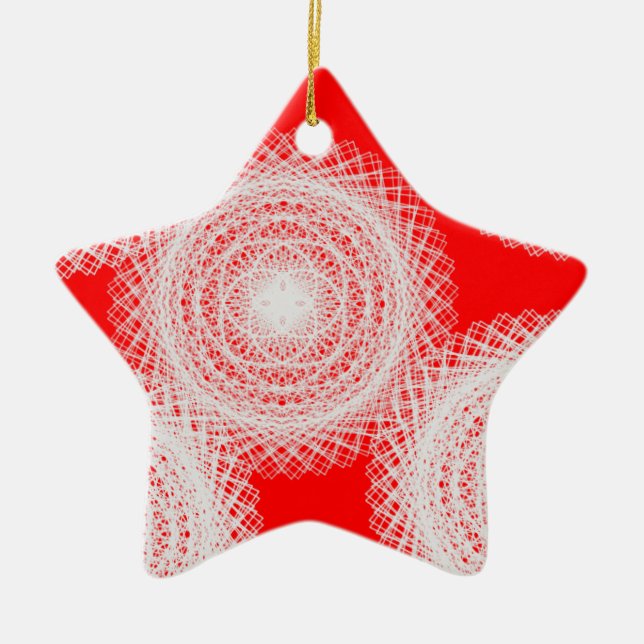 white ball in red abstract art ceramic ornament (Front)