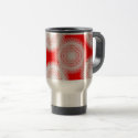 white ball in red abstract art travel mug