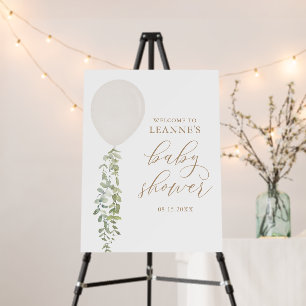White Balloon Eucalyptus Baby Shower Welcome Sign