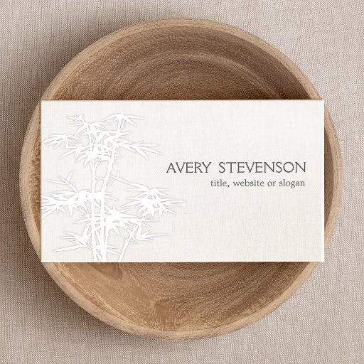 Customizable Simple Elegant White Bamboo Nature Health Spa Business Card Templates