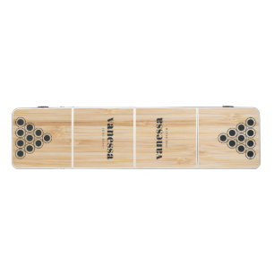 White Bamboo Minimal Modern Classic Name Beer Pong Table