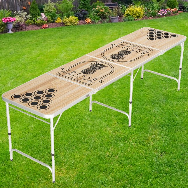 White Bamboo Pineapple Wedding Arch & Name Beer Pong Table (Creator Uploaded)