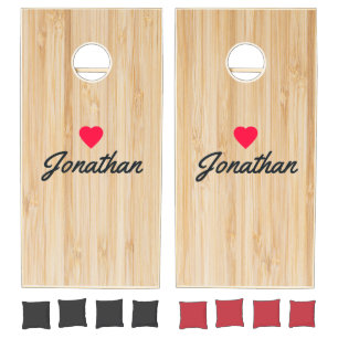White Bamboo Vintage Heart Signature Cornhole Set