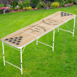 White Bamboo Vintage Seaside Family Name Beer Pong Table