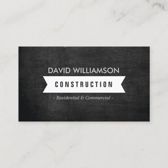 WHITE BANNER CONSTRUCTION, BUILDER, ARCHITECT LOGO BUSINESS CARD (Front)