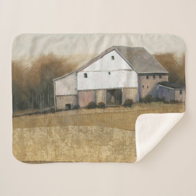 White Barn View Sherpa Blanket (Front (Horizontal))