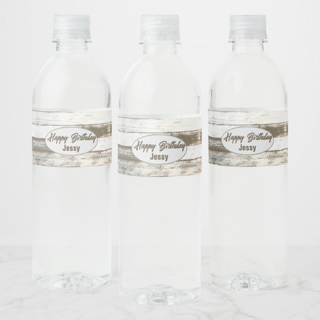 White barn wood rustic western country party favor water bottle label (Bottles)