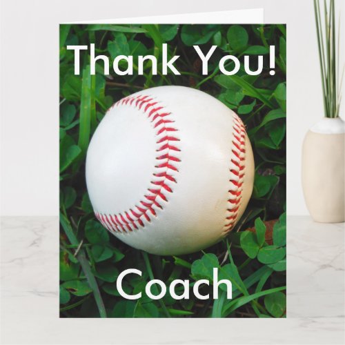 White Baseball personalized thank you card