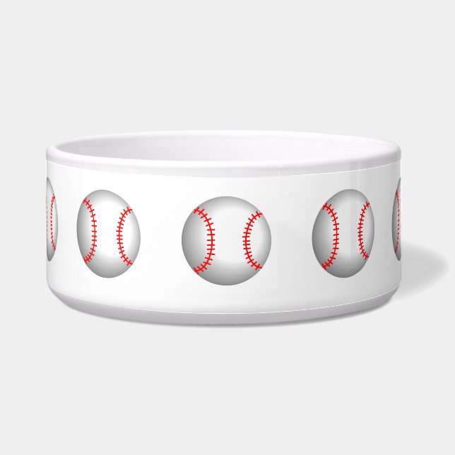White Baseball Red Stitching Bowl (Front)