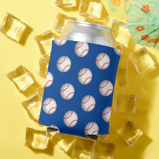 White Baseball Red Stitching Can Cooler (In Situ Summer)