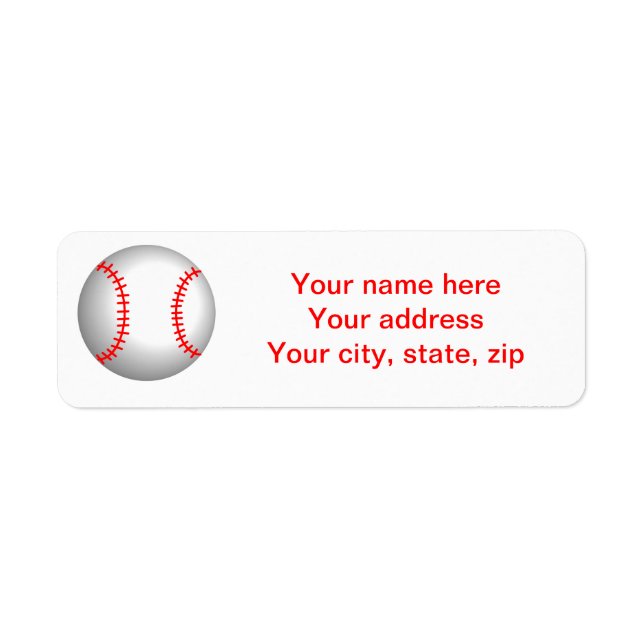 White Baseball Red Stitching Label (Front)