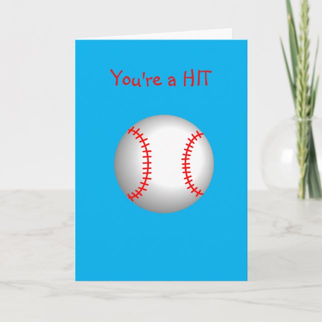 White Baseball Red Stitching You're a HIT Card (Front)