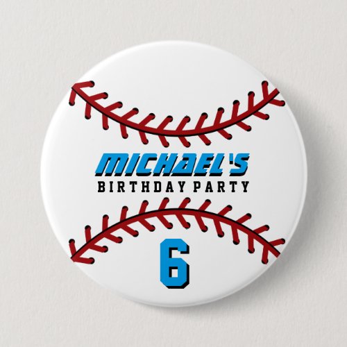 White Baseball Sports Birthday Party Button Pin