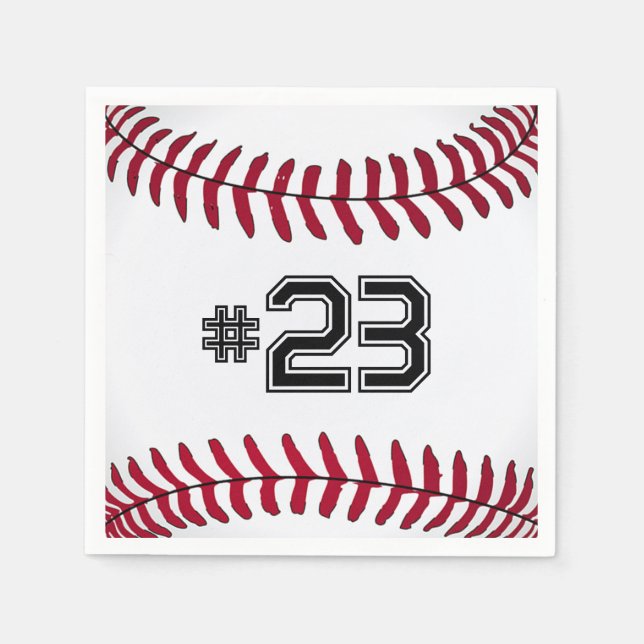 White Baseball with Number Napkins (Front)