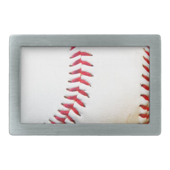 White Baseball with Red Stitching Belt Buckle (Front)