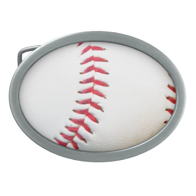 White Baseball with Red Stitching Belt Buckle (Front)
