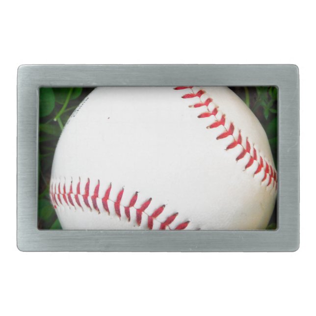 White Baseball with Red Stitching Belt Buckle (Front)