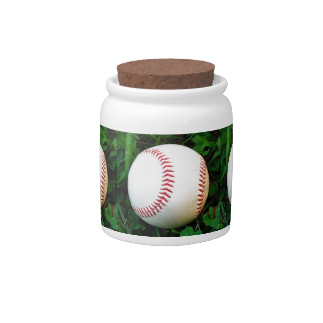 White Baseball with Red Stitching Candy Jar (Front)