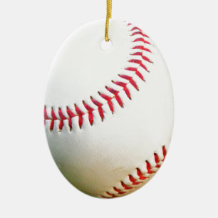 White Baseball with Red Stitching Ceramic Ornament