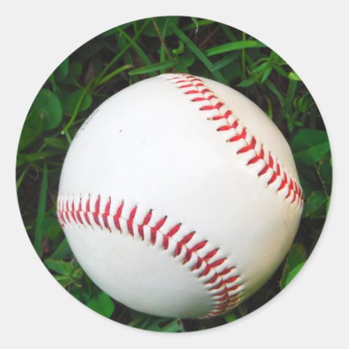 White Baseball with Red Stitching Classic Round Sticker