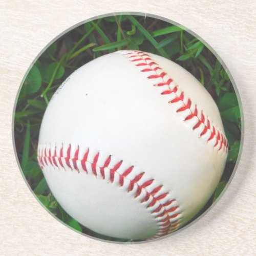White Baseball with Red Stitching Drink Coaster