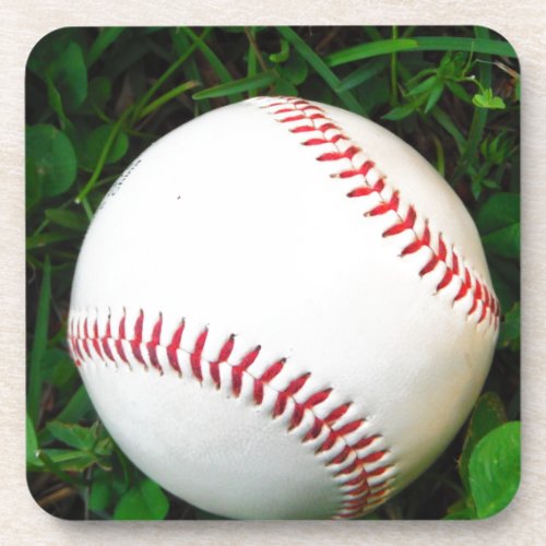 White Baseball with Red Stitching Drink Coaster