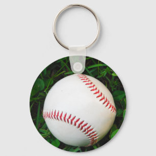 White Baseball with Red Stitching Keychain