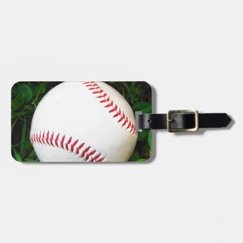 White Baseball with Red Stitching Luggage Tag